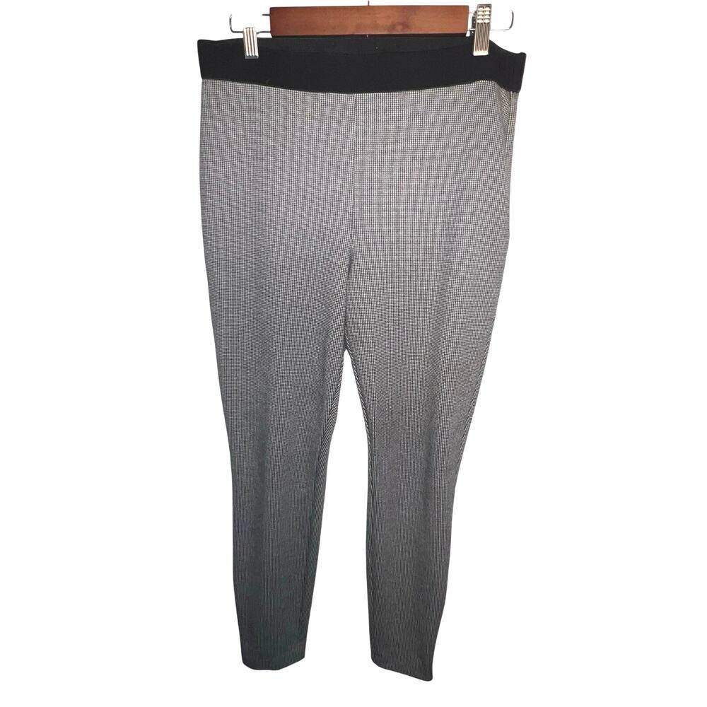 Talbots Women’s Size 10 black/white micro houndstooth ankle zip stretch pant